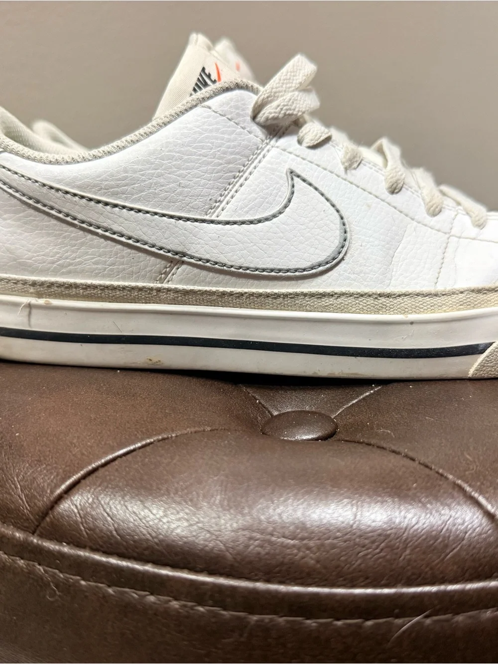 Nike Kids White Low-Top Sneakers with Black Stripe